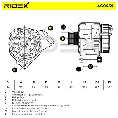 Alternator RIDEX 4G0469 4G0469 - photo 7
