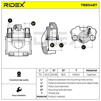 Brake Caliper RIDEX 78B0487 78B0487 - photo 6
