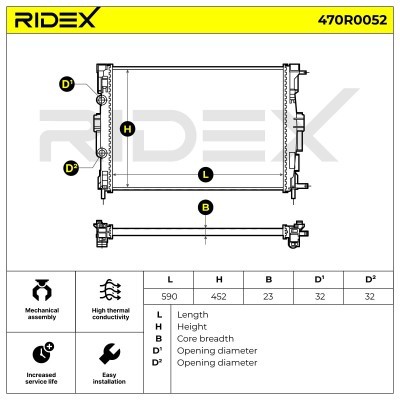 Radiator, Engine Cooling RIDEX 470R0052 470R0052 - photo 4