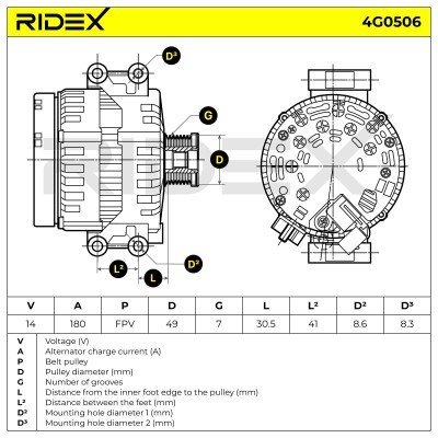 Alternator RIDEX 4G0506 4G0506 - photo 8