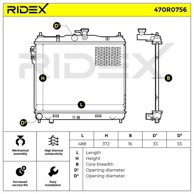 Radiator, Engine Cooling RIDEX 470R0756 470R0756 - photo 8