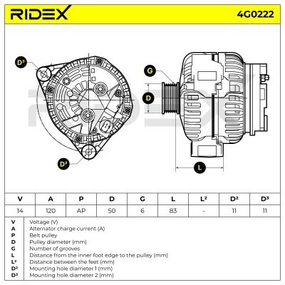 Alternator RIDEX 4G0222 4G0222 - photo 7