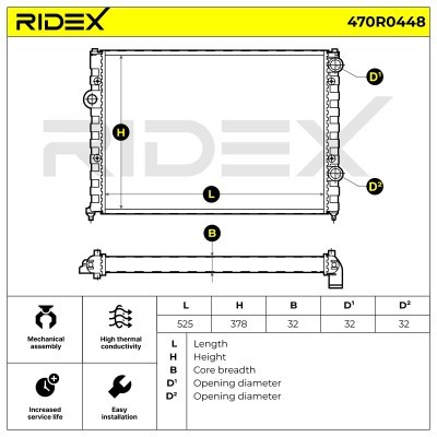 Radiator, Engine Cooling RIDEX 470R0448 470R0448 - photo 5