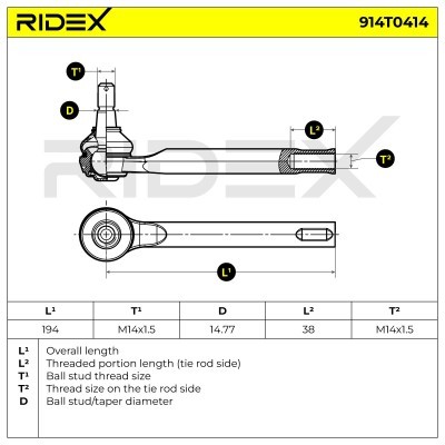 Tie Rod End RIDEX 914T0414 914T0414 - photo 5