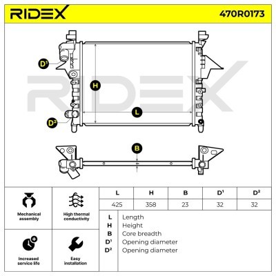 Radiator, Engine Cooling RIDEX 470R0173 470R0173 - photo 8