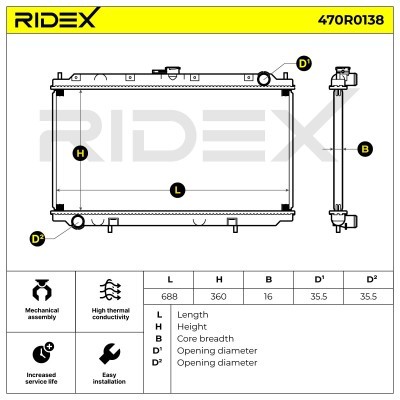 Radiator, Engine Cooling RIDEX 470R0138 470R0138 - photo 5