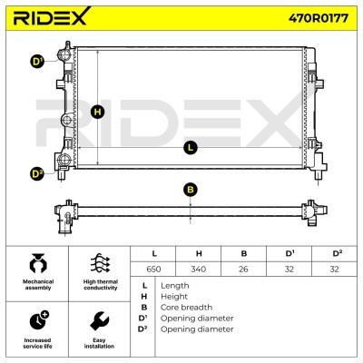 Radiator, Engine Cooling RIDEX 470R0177 470R0177 - photo 6