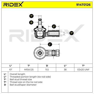 Tie Rod End RIDEX 914T0126 914T0126 - photo 5