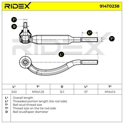 Tie Rod End RIDEX 914T0238 914T0238 - photo 3