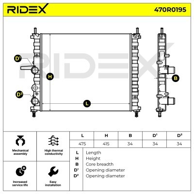 Radiator, Engine Cooling RIDEX 470R0195 470R0195 - photo 5
