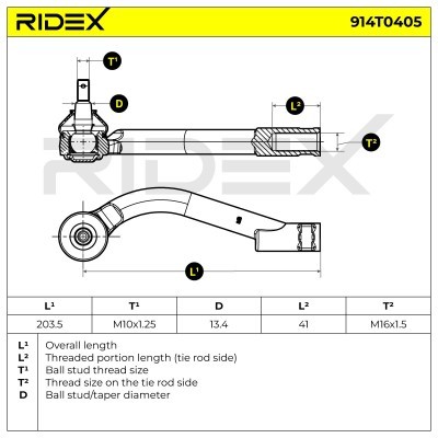 Tie Rod End RIDEX 914T0405 914T0405 - photo 6