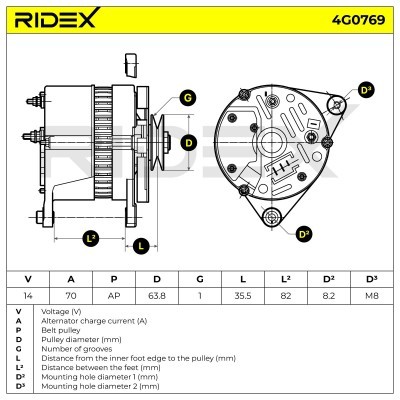 Alternator RIDEX 4G0769 4G0769 - photo 5