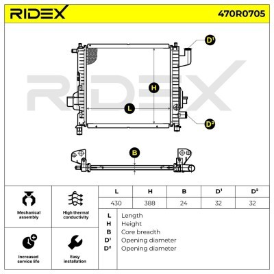 Radiator, Engine Cooling RIDEX 470R0705 470R0705 - photo 5