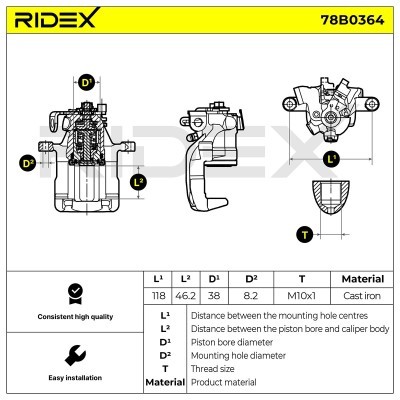 Brake Caliper RIDEX 78B0364 78B0364 - photo 5