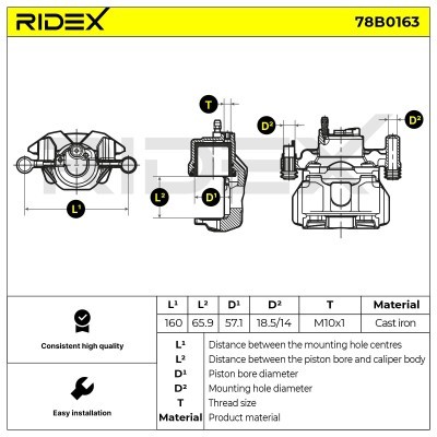 Brake Caliper RIDEX 78B0163 78B0163 - photo 2