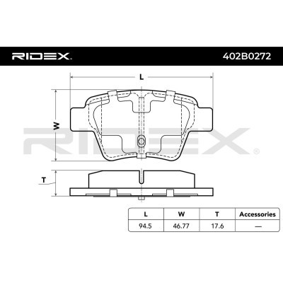 Brake Pads Set RIDEX 402B0272 402B0272 - photo 5