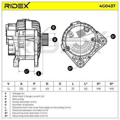 Alternator RIDEX 4G0437 4G0437 - photo 5