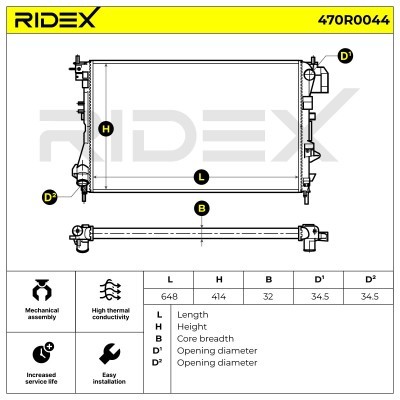 Radiator, Engine Cooling RIDEX 470R0044 470R0044 - photo 4