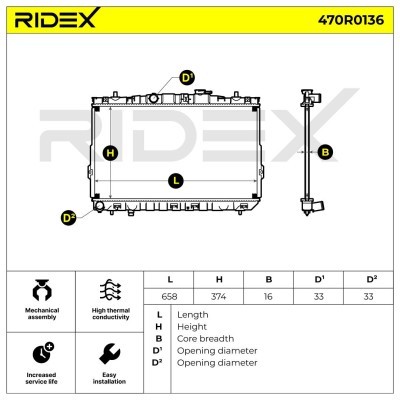Radiator, Engine Cooling RIDEX 470R0136 470R0136 - photo 8