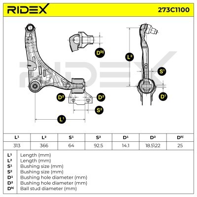 Control Arm RIDEX 273C1100 273C1100 - photo 6