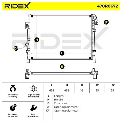 Radiator, Engine Cooling RIDEX 470R0672 470R0672 - photo 6