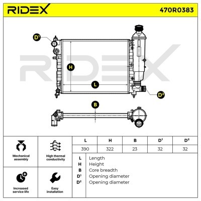 Radiator, Engine Cooling RIDEX 470R0383 470R0383 - photo 8