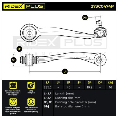 Control Arm RIDEX 273C0474P 273C0474P - photo 8