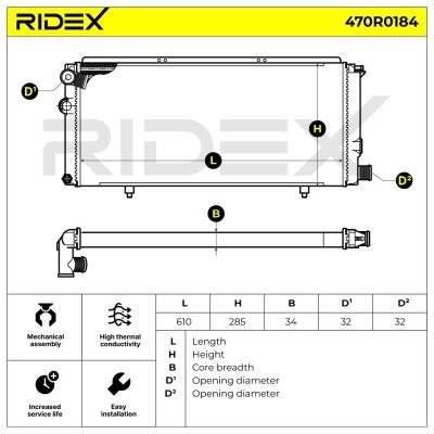 Radiator, Engine Cooling RIDEX 470R0184 470R0184 - photo 6