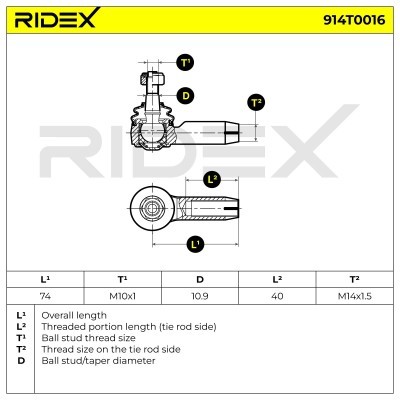 Tie Rod End RIDEX 914T0016 914T0016 - photo 4