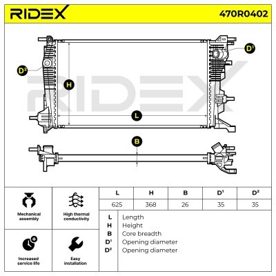 Radiator, Engine Cooling RIDEX 470R0402 470R0402 - photo 3