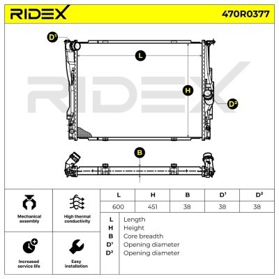 Radiator, Engine Cooling RIDEX 470R0377 470R0377 - photo 4