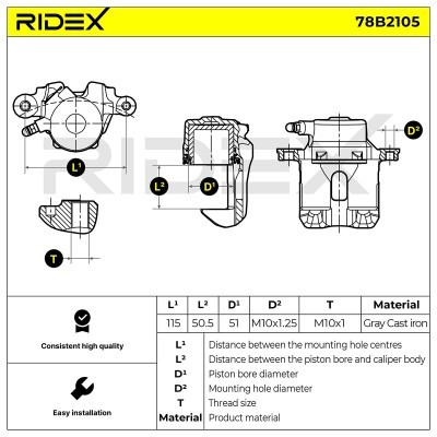 Brake Caliper RIDEX 78B2105 78B2105 - photo 6