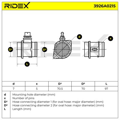 Air Mass Sensor RIDEX 3926A0215 3926A0215 - photo 6