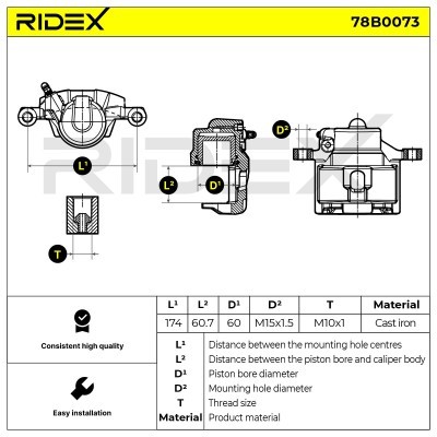 Brake Caliper RIDEX 78B0073 78B0073 - photo 5