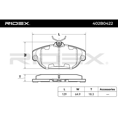 Brake Pads Set RIDEX 402B0422 402B0422 - photo 2