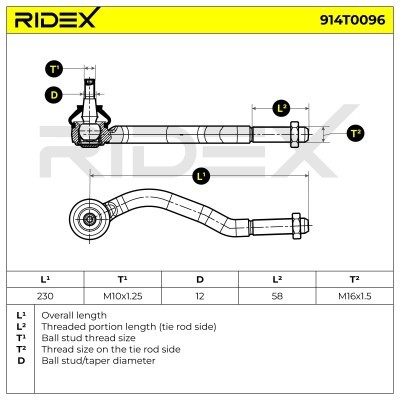 Tie Rod End RIDEX 914T0096 914T0096 - photo 6