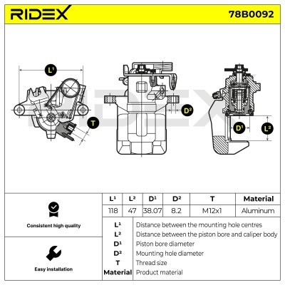 Brake Caliper RIDEX 78B0092 78B0092 - photo 4