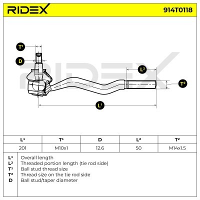 Tie Rod End RIDEX 914T0118 914T0118 - photo 6