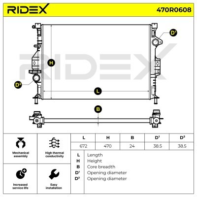 Radiator, Engine Cooling RIDEX 470R0608 470R0608 - photo 5