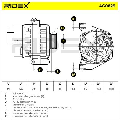 Alternator RIDEX 4G0829 4G0829 - photo 7