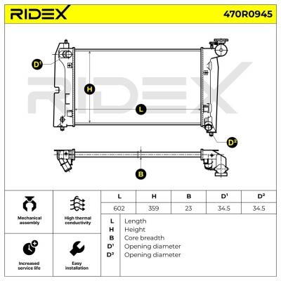 Radiator, Engine Cooling RIDEX 470R0945 470R0945 - photo 16
