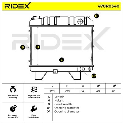 Radiator, Engine Cooling RIDEX 470R0340 470R0340 - photo 8