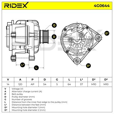 Alternator RIDEX 4G0644 4G0644 - photo 5