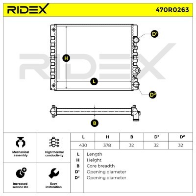 Radiator, Engine Cooling RIDEX 470R0263 470R0263 - photo 5