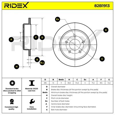 Brake Disc RIDEX 82B1913 82B1913 - photo 6