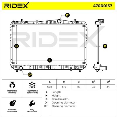 Radiator, Engine Cooling RIDEX 470R0137 470R0137 - photo 4