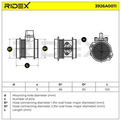 Air Mass Sensor RIDEX 3926A0011 3926A0011 - photo 8