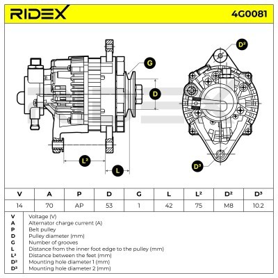 Alternator RIDEX 4G0081 4G0081 - photo 6