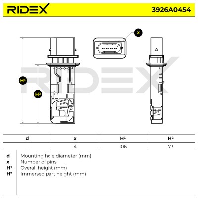 Air Mass Sensor RIDEX 3926A0454 3926A0454 - photo 5