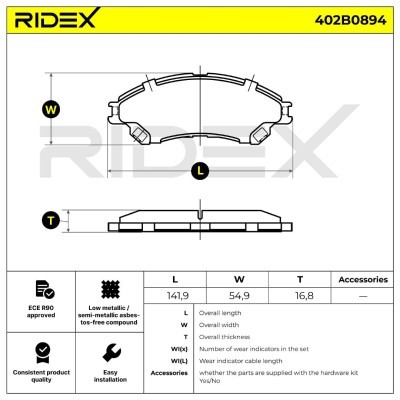Brake Pads Set RIDEX 402B0894 402B0894 - photo 6